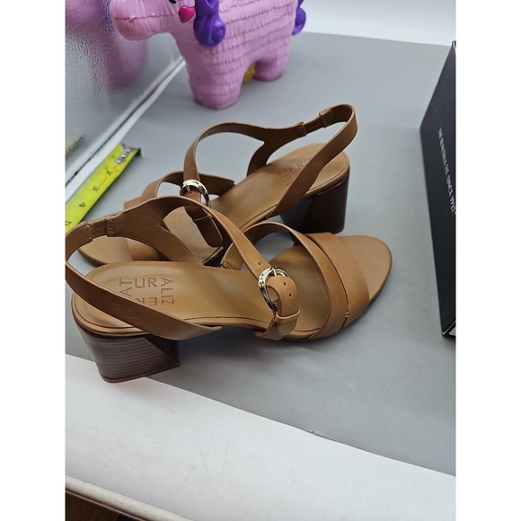 Naturalizer Veva Saddle Tan Leather Block Heel Sandals I8979L4201 Size 8 EUC - Picture 6 of 6